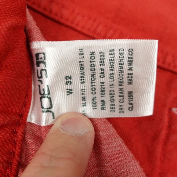 Joe's Jeans Mens Rouge Red Mid Rise Slim Fit Straight Leg Denim Jeans Size 32 - Picture 7 of 12